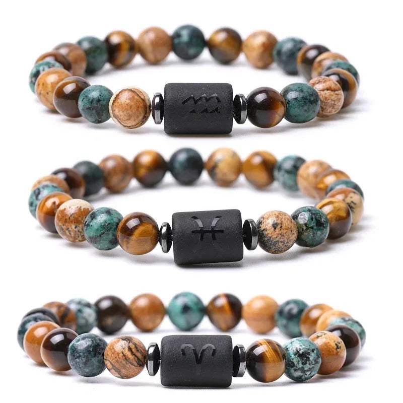 🐅 The "Cosmic Warrior" Zodiac Bracelet: Golden Tiger Eye Constellation Talisman (Men & Women)