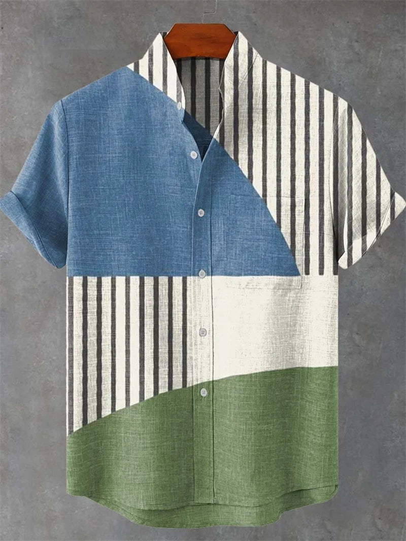 🌿 The Absolute Pure Linen 100%: Men’s Premium Hawaiian Shirt – Short-Sleeve Casual Fashion Print, 100% Organic Flax Linen, Ultra-Breathable Designer Summer Top RF586