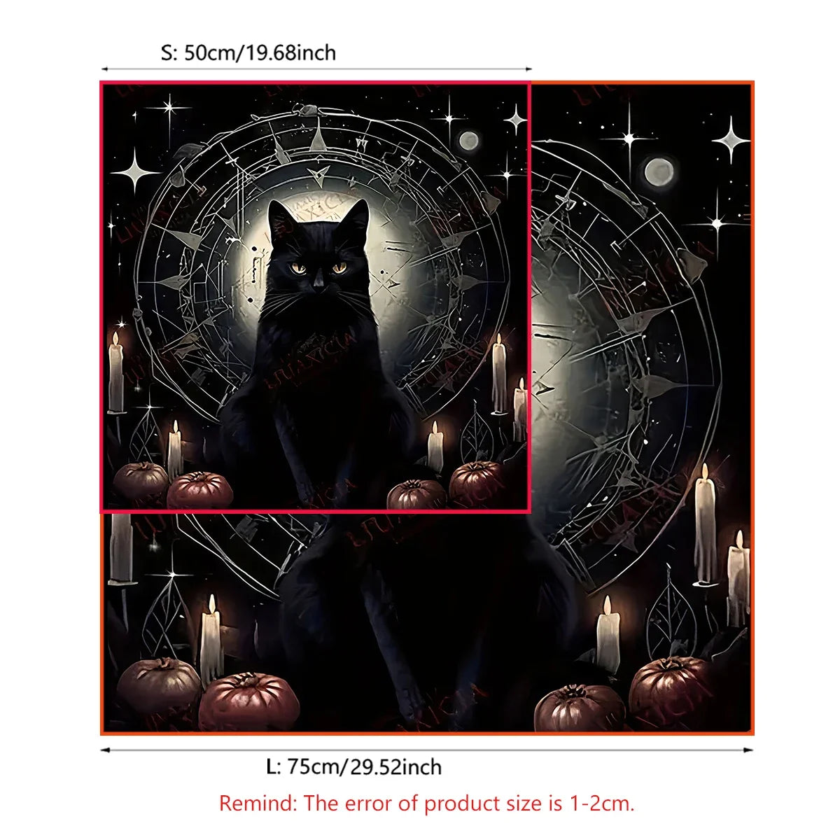 🌑Altar Table Cloth | Witchcraft Black Cat & Star Design | Tarot & Astrology Oracle Cards Pad | Home & Room Decor