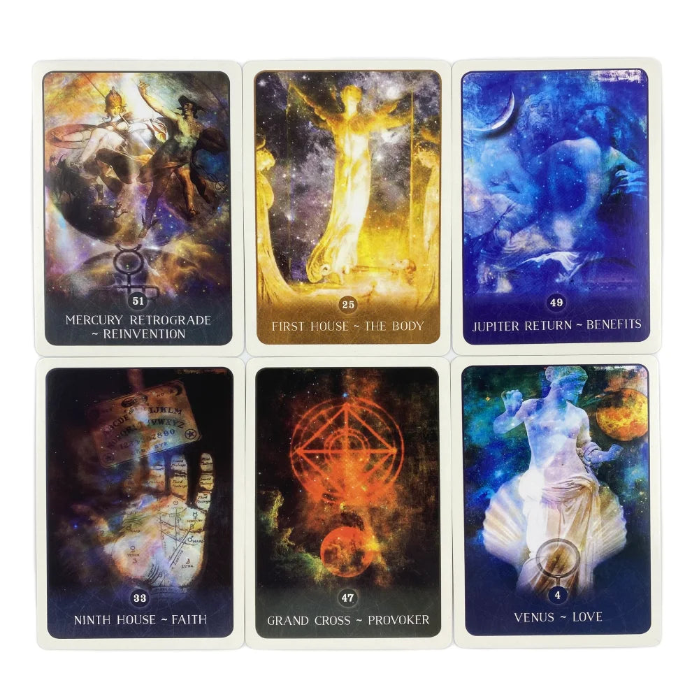 🌑 Black Moon Astrology Oracle Cards – 52-Card Deck with Paper Guidebook for Fate Divination, Cosmic Insight, and Party Games