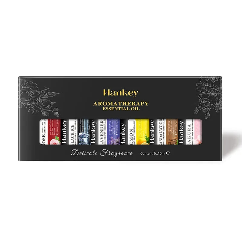 🌿 10ml Essential Oil Gift Box – Water-Soluble Natural Oils for Diffusers & Humidifiers: Lavender, Rose, Eucalyptus, White Peach, Oolong 6PCS