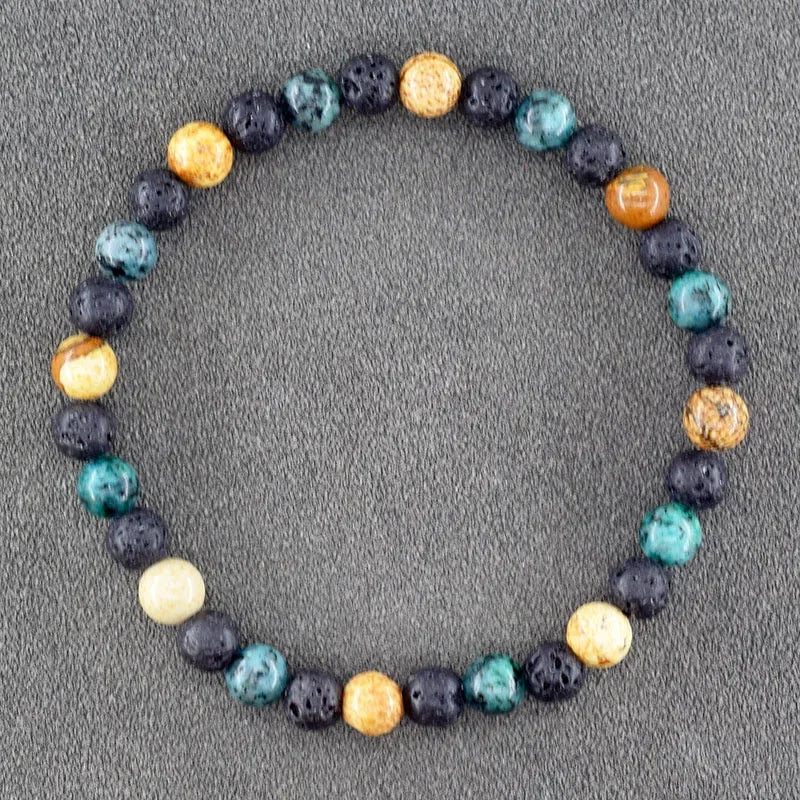 ✨ Natural African Pine Stone Beaded Bracelet – Authentic Picture Stone Bohemian Bangle for Men & Women – Volcanic Elastic Jewelry, Perfect Friendship Gift 20