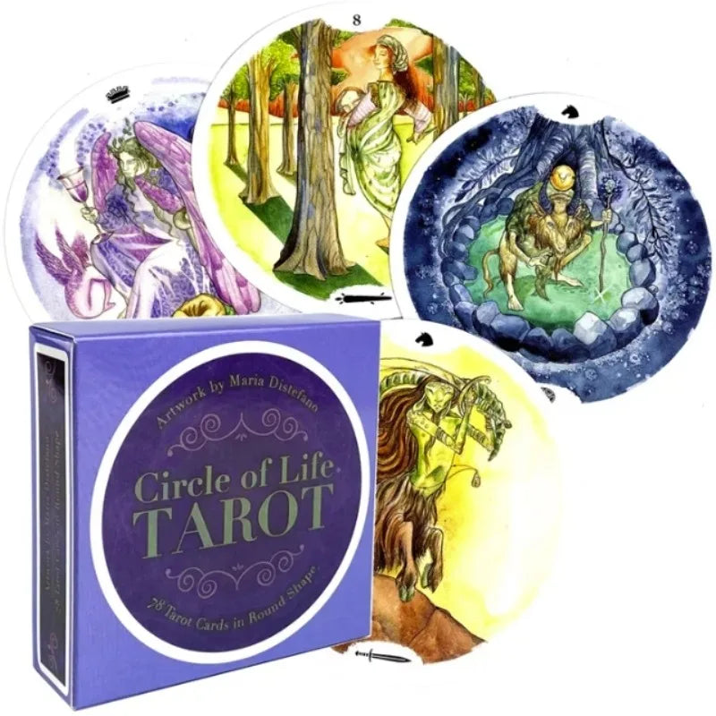 🔄 Circle of Life Tarot Deck – 78 Round Tarot Cards (12 cm) with PDF Guidebook | Connect with Life’s Cycles & Spiritual Wisdom