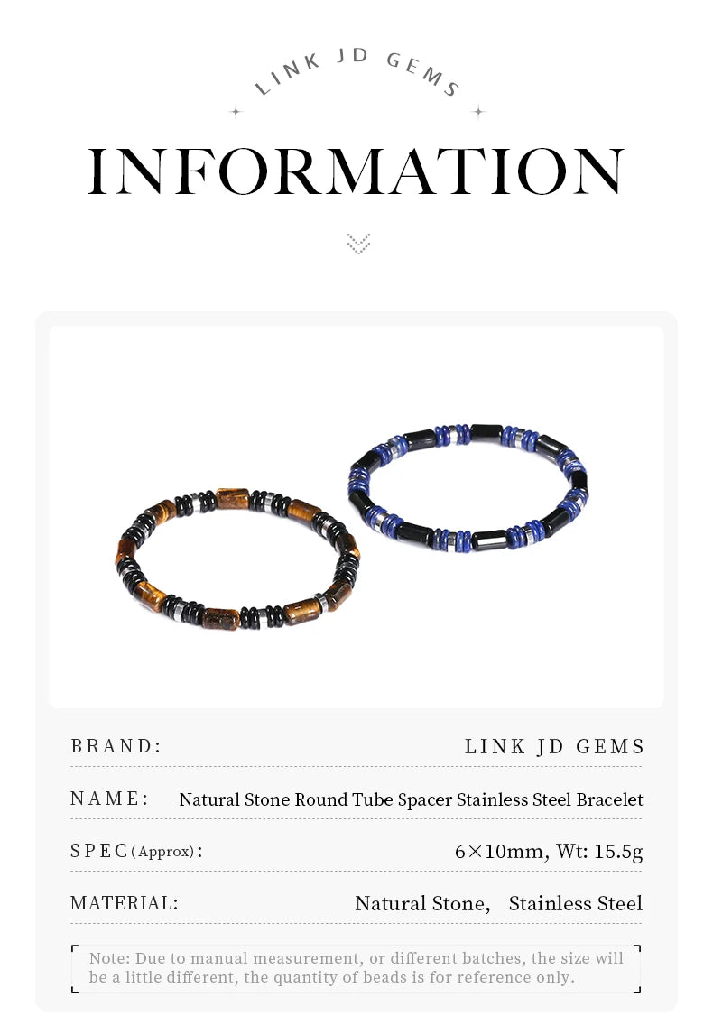 🐯 Natural Yellow Tiger Eye Tube Bracelet: Modern Cylinder Stone Bangle with Stainless Steel – Wealth, Confidence & Energy Jewelry for Men & Women