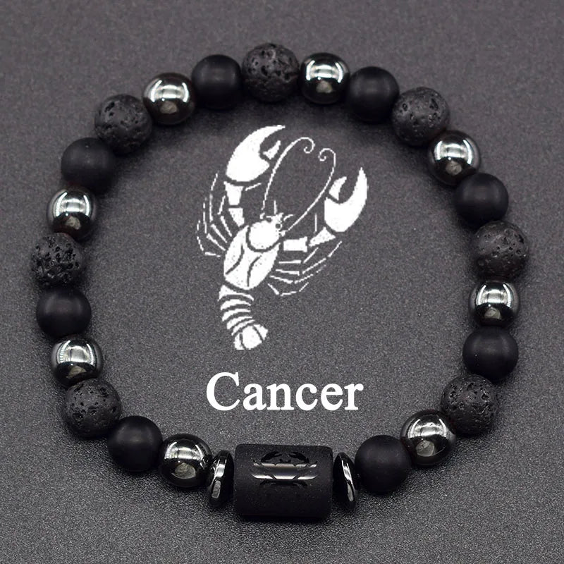 ✨ 12 Zodiac Constellation Signs Bracelet – Tiger Eye & Sparrow Picture Stone Beads – Virgo Charm Couple Jewelry for Men & Women 23 Cancer 8 mm Beads