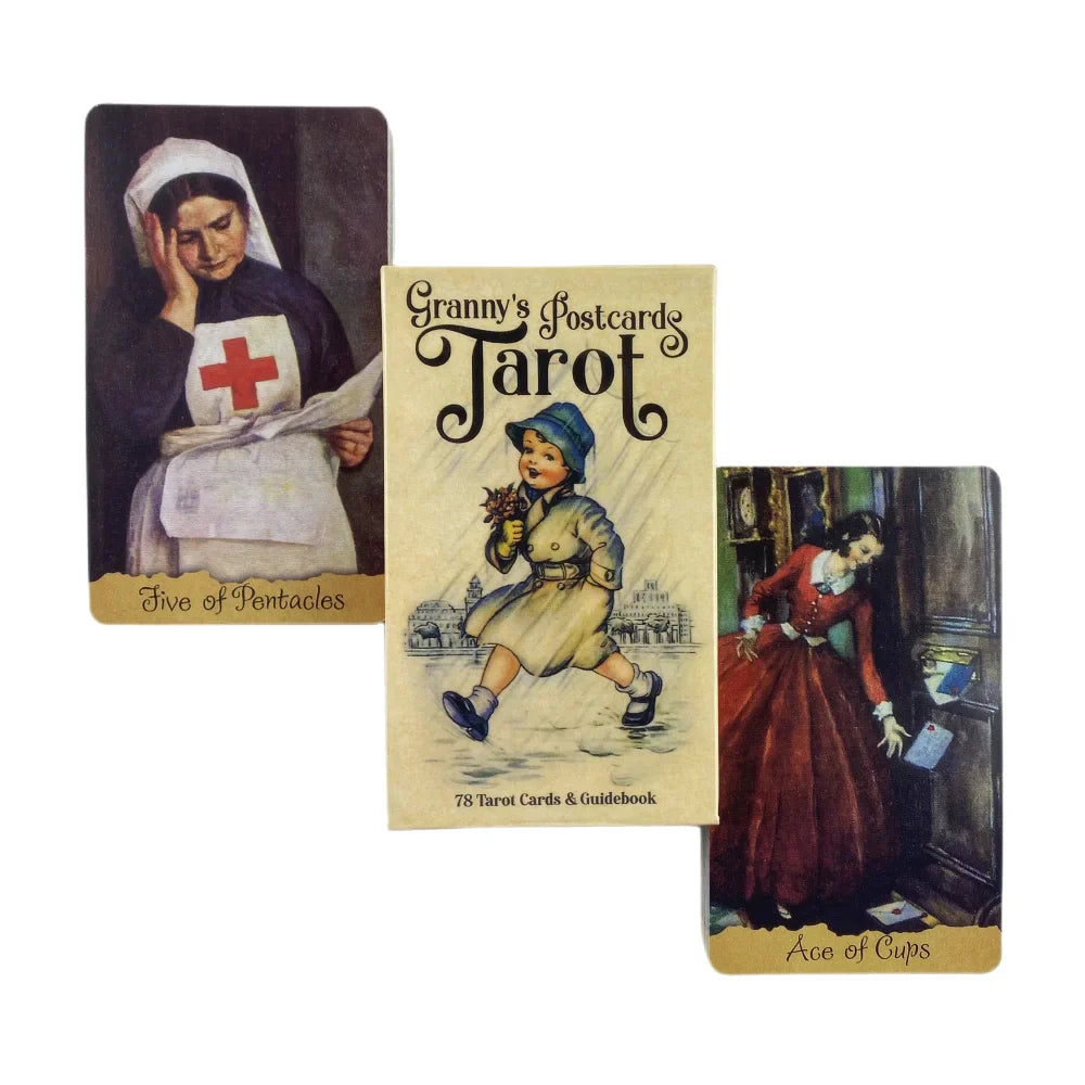Granny’s Postcards Tarot – 78-Card English Deck by Mykola Taradaiko, Vintage Postcard-Inspired Divination Set for Family Board Games & Collectors