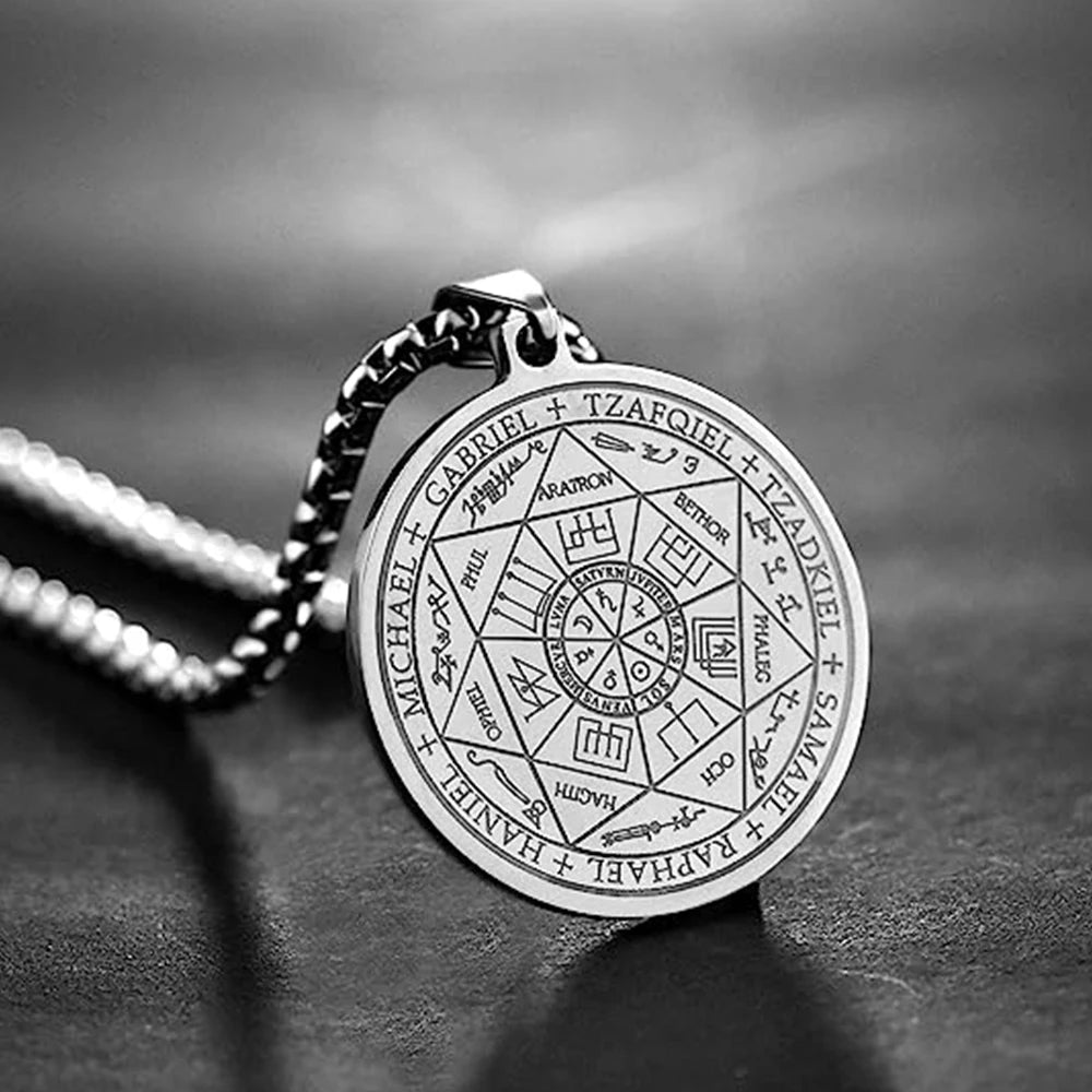 🛡️✨ Supreme 7 Archangels Protection Seal Pendant – Stainless Steel Necklace for Divine Shield & Spiritual Harmony