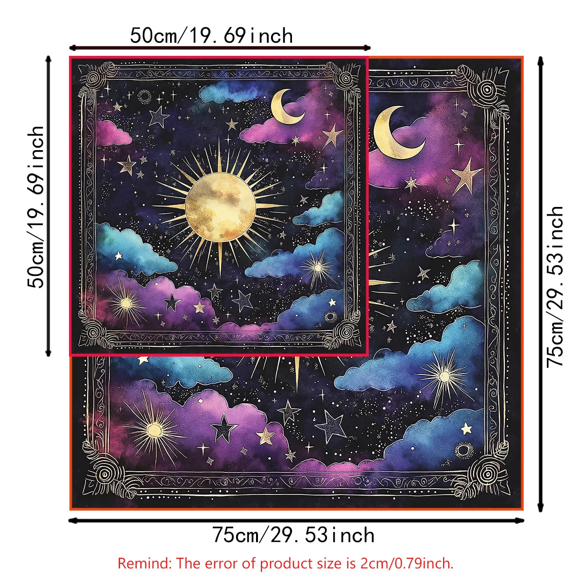 🃏 Sun & Moon Astrology Tarot Tablecloth – Celestial Altar Cloth for Witchy Tarot Readings, Divination & Mystic Home Decor