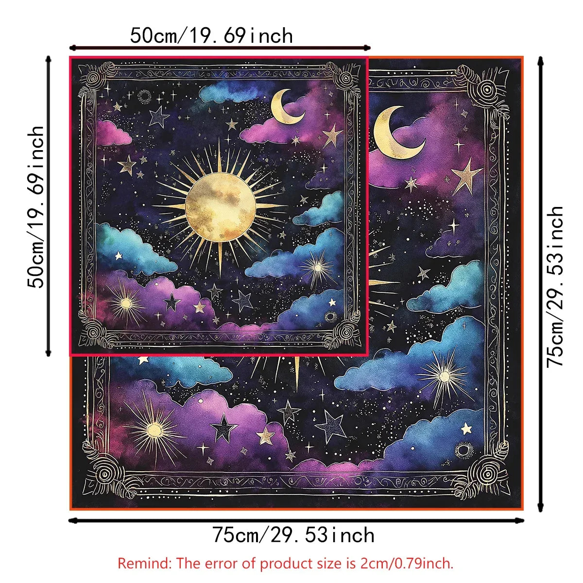 🃏 Sun & Moon Astrology Tarot Tablecloth – Celestial Altar Cloth for Witchy Tarot Readings, Divination & Mystic Home Decor