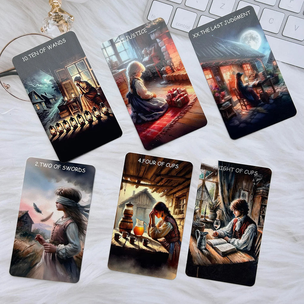 🔥78PCS Tarot Cards | 70*120mm Double-Sided Scratch-Proof Film Tarot Deck with English Guide & Rune Board Game
