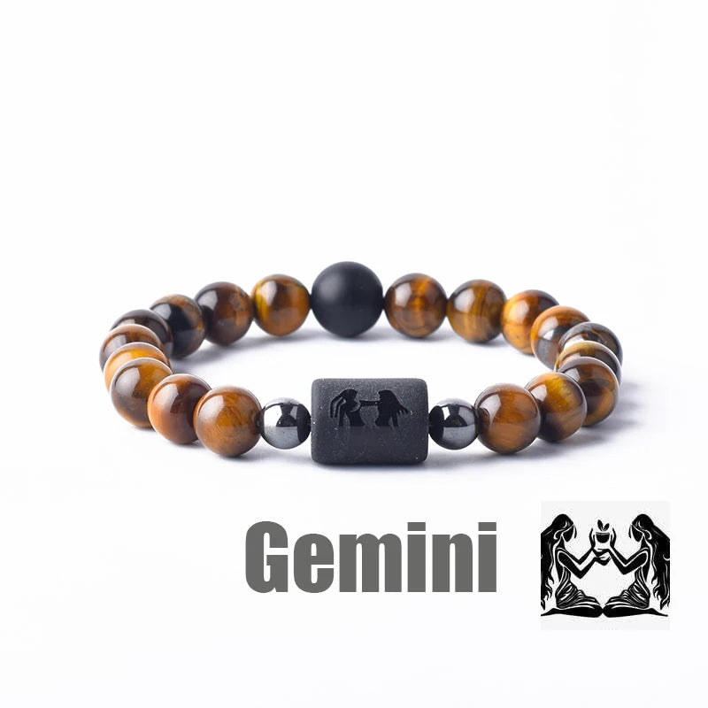 ✨ Zodiac Sign Bracelet Homme 12 Constellation Bangles – Adjustable Unisex Astrology Jewelry | Gemini, Virgo, Leo, Libra & More | Perfect Friendship Gift 20 8mm Beads