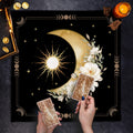 🌞🌙 Floral Tarot Tablecloth | Sun and Moon Altar Cloth – Ceremonial Cloth for Tarot Reading & Oracle Card Mat TLB (738)
