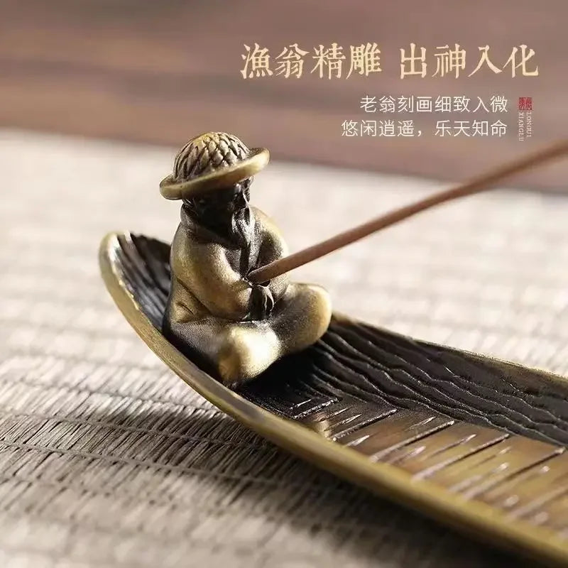 🚣‍♂️ Japanese Style Incense Holder – Old Men Fishing Boat Design | Aromatherapy Stick Burner & Zen Home Decor Ornament | Free Shipping