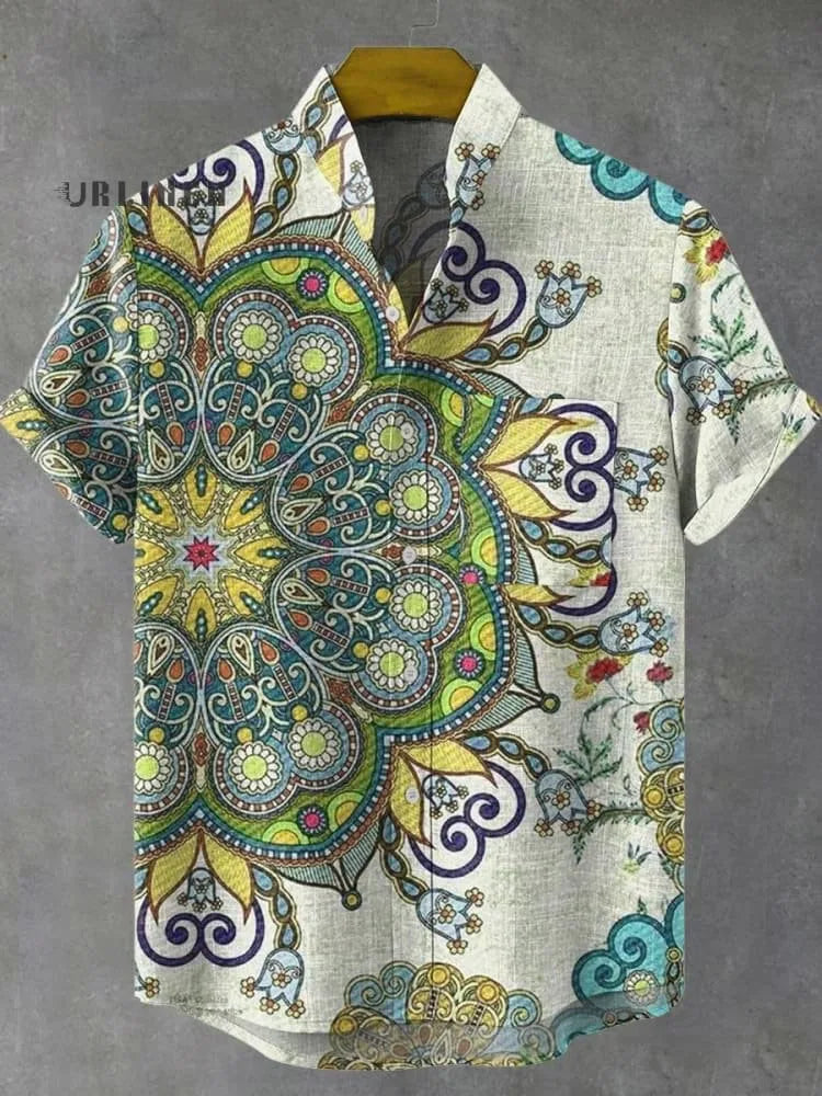 🌍 The Ancestral Modesty Heritage Edition: Premium Men’s Retro African Tribal Totem Shirt – High-Definition Digital Print, Breathable Organic Cotton-Linen Blend, and Sophisticated Modest Street-Trend Silhouette