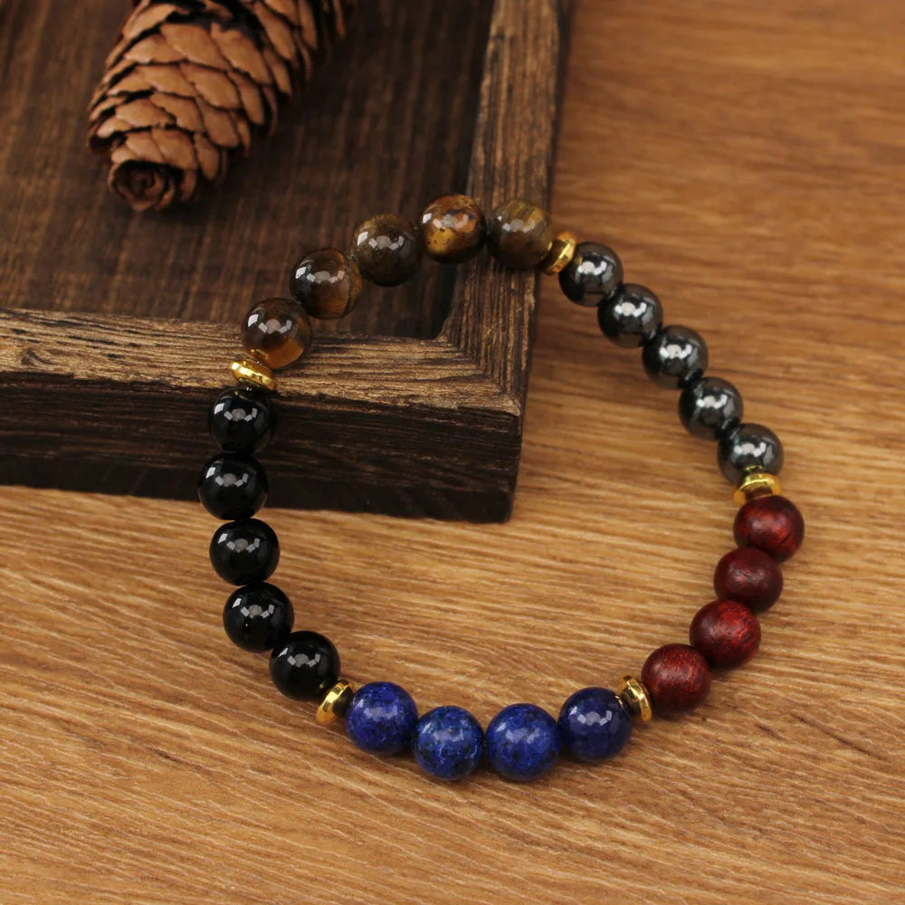 ✨ Natural Stone Bracelet – Tiger Eye & Lapis Lazuli Beaded Jewelry for Women | Empowering Female Energy & Stylish Gift