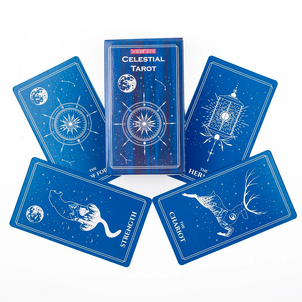 ✨ Celestial Tarot Deck – 78 Cards | Cosmic & Mystical Divination Deck | Zodiac & Astrology Inspired | Compact 10.3 x 6 cm Size | Board Game & Meditation Use | English Guidebook Included
