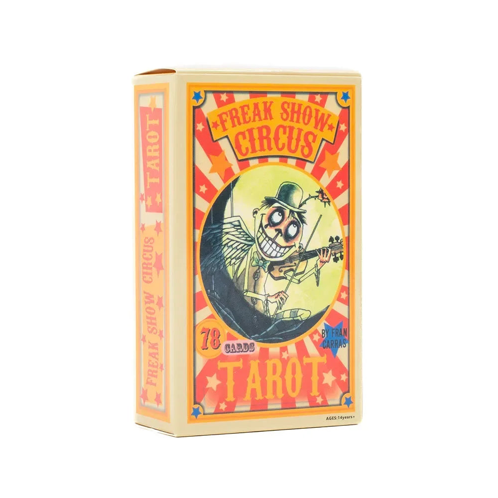 Freak Show Circus Tarot – 78-Card English Edition with Illustrated Guidebook for Divination, Family Gatherings & Party Board Games