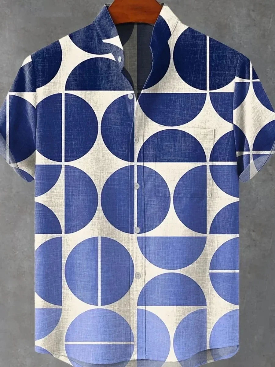 🎨 The Label-Art Heritage Edition: Premium Men’s Artistic Linen Shirt – High-Definition Graphic Label Print, Breathable Organic Cotton-Linen Blend, and Sophisticated Modern-Fit Casual Button-Down ZQ185