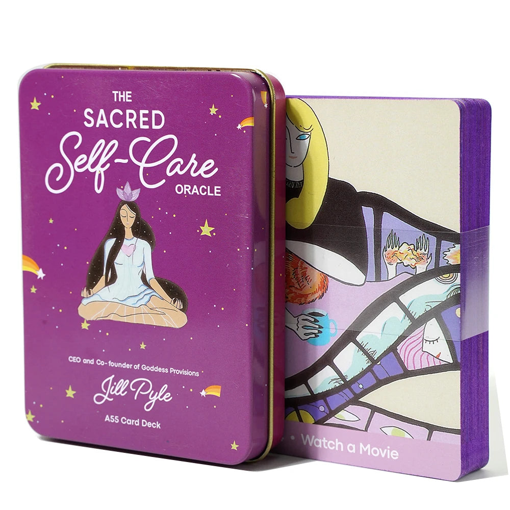 🃏 Adventure Time Tarot Cards – 78 Pcs Deck in Tin Metal Box with Gold-Plated Edges for Divination & Gifts PURPLE