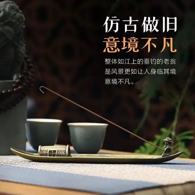 🚣‍♂️ Japanese Style Incense Holder – Old Men Fishing Boat Design | Aromatherapy Stick Burner & Zen Home Decor Ornament | Free Shipping
