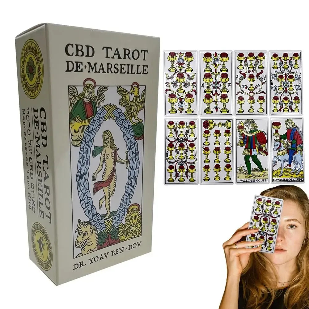 🃏 Marseille Tarot Deck – Full English Version, 78 Cards with Gilded Edges, Magic Tarot Board Game, Universal Mini Rider Tarot