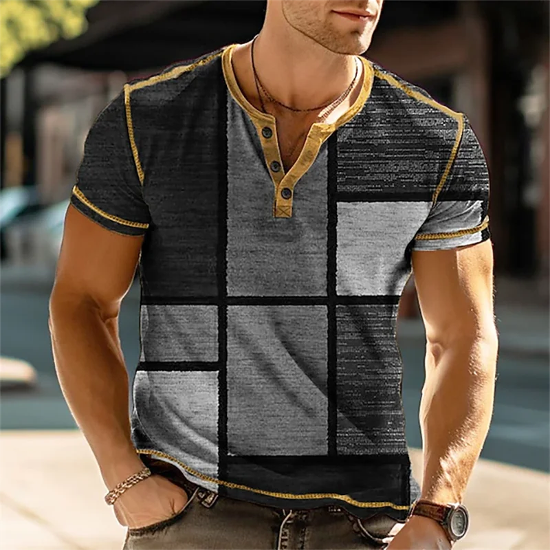 🧱 The Geometric 3D Block Masterpiece: Premium Men's Oversized Vintage Shirt – High-Definition 3D Digital Print, Breathable Short-Sleeve Button-Down, and Sophisticated Streetwear Silhouette