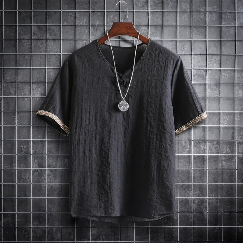 ✨ The Seoul Minimalist: Premium Men’s Plus Size Hawaiian Shirt (M-5XL) – Ultra-Lightweight Solid Color Fabric, Korean "Clean Fit" Aesthetic, and Breathable Short-Sleeve Casual Button-Down Men Black Blouses