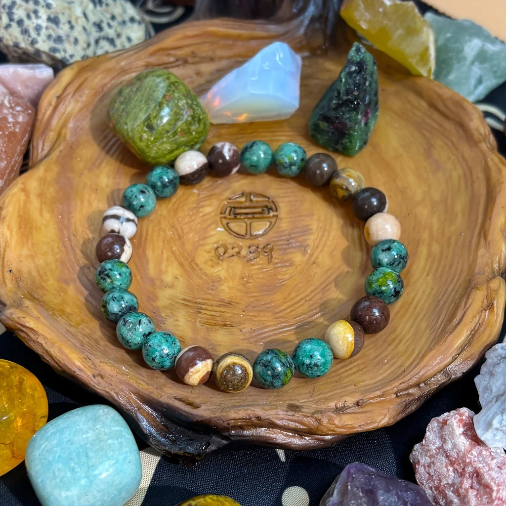 ✨ Thinker Bracelet – Handmade Natural Stone Kanbaba Jasper & Picture Jasper Jewelry for Men & Women – Unique Gift Idea