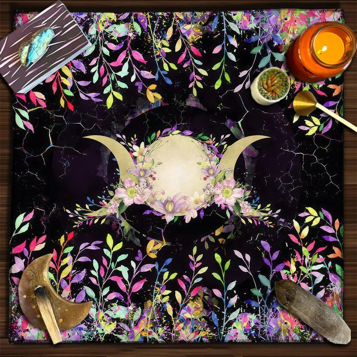 🃏 Mandala Tree of Life Tarot Tablecloth – Sea Velvet Square Butterfly Altar Cloth for Tarot Readings, Terrace Dining & Multi-Purpose Mystic Decor 030
