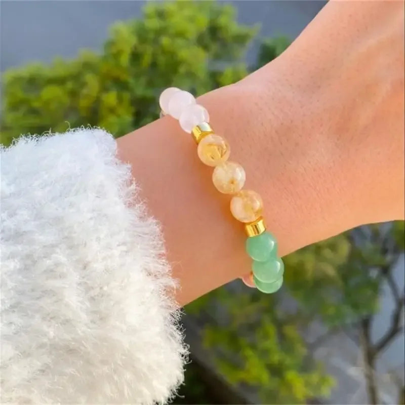 ✨ Good Luck Bracelets for Women – Real Natural Stone Citrine, Tiger Eye & Amethyst – Luxury Original Jewelry Gift for Girlfriend, Mom