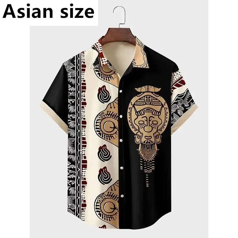 🌍 The Neo-Tribal African Masterpiece: Premium Men's 3D Retro Shirt – High-Definition Ethnic Graphic Print, Breathable Lightweight Performance Fabric, and Sophisticated Vintage Streetwear Silhouette Shirts-FYA37018