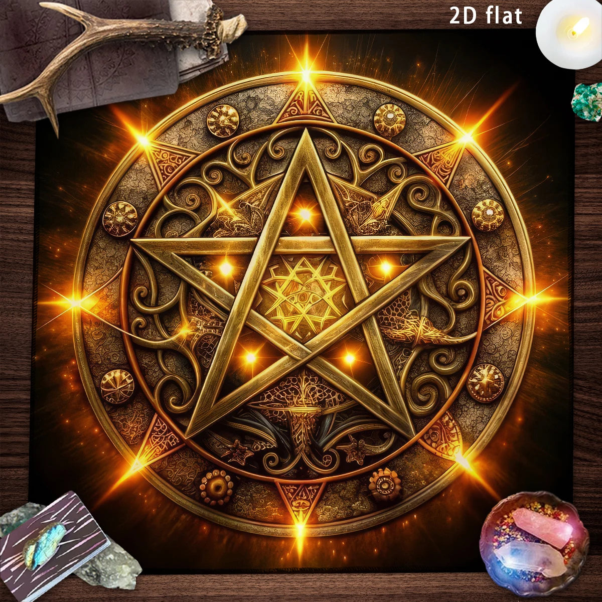 ✨ The Mystic Tides Altar Edition: Premium Gothic Pentagram Tarot Tablecloth – Professional Grade Divination Mat, Mystical Blue-Green Ombre Palette, and Reinforced Pagan Witchcraft Ritual Cloth