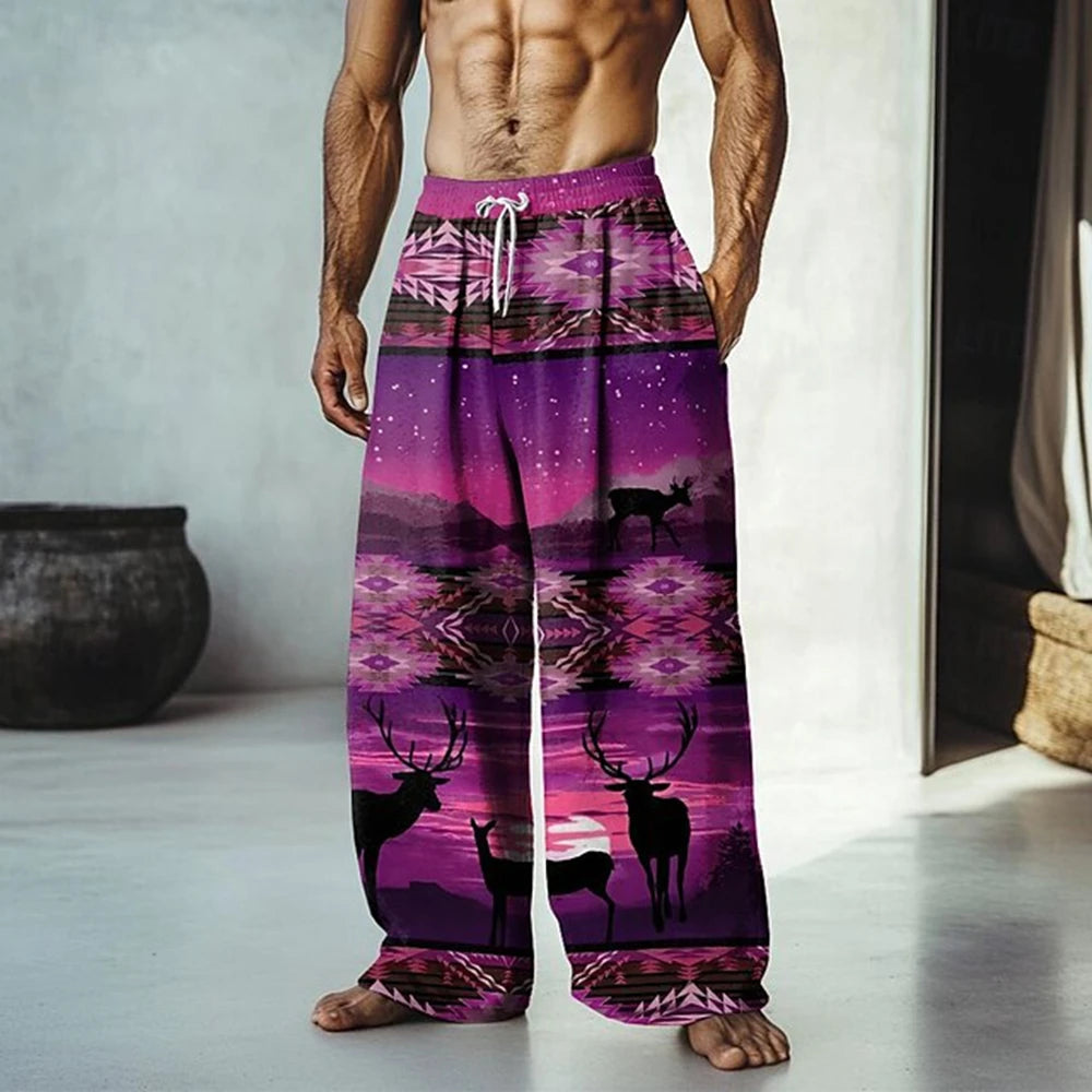 ✨ The Bohemian Nomad 3D Masterpiece: Premium Men's Loose-Fit Ethnic Print Pants – Hyper-Realistic Tribal Graphics, Breathable Quick-Dry Fabric, and Ultimate Beach-to-Street Versatility D16P202552017333