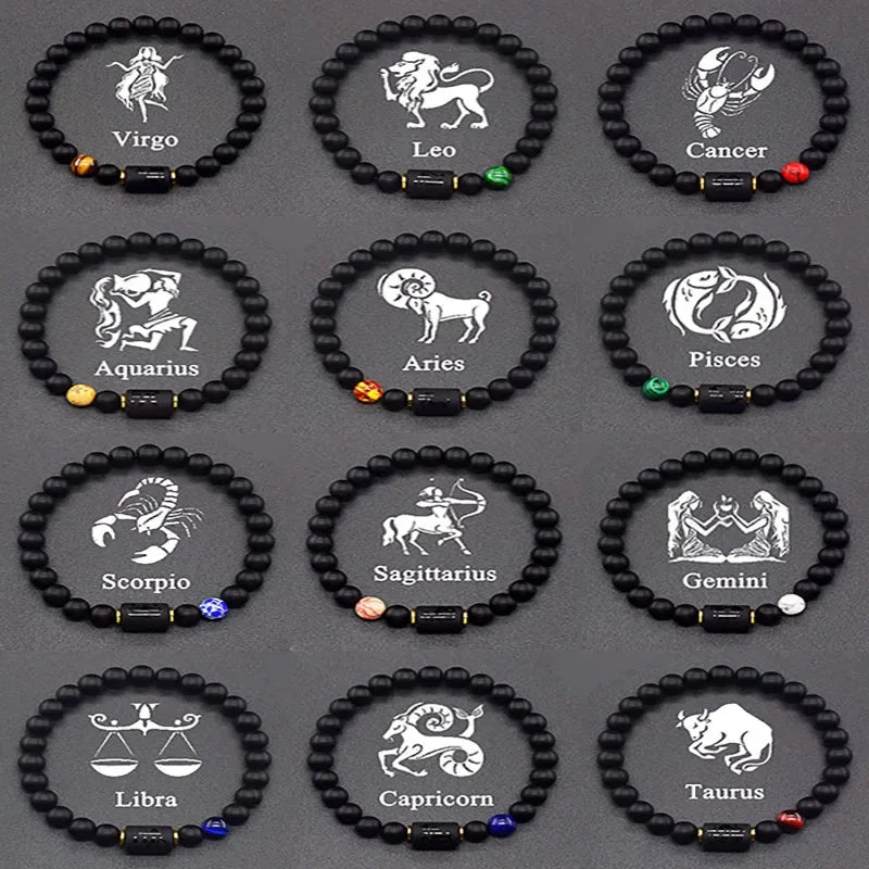 🌌 The "Celestial Identity" 12 Constellation Bracelet: Zodiac Charm & Personality Talisman (Unisex) 3 12pcs 8mm Beads