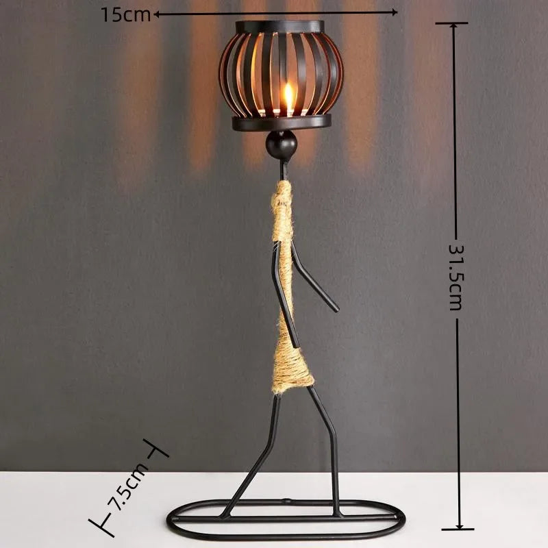 🕯️ Nordic Metal Candlestick – Abstract Character Sculpture Candle Holder | Handmade Figurines for Home Décor & Art Gifts | Free Shipping B
