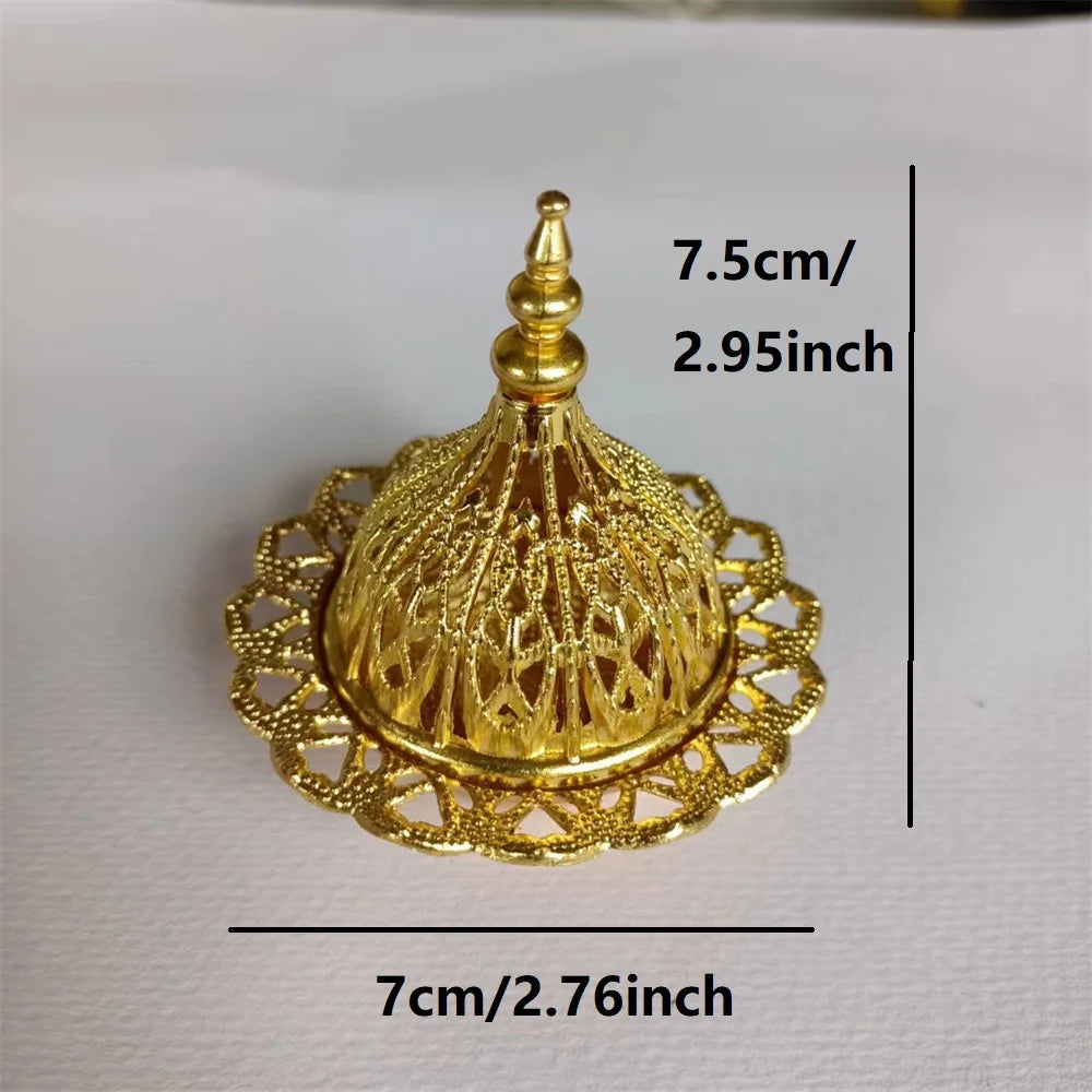 Mini Copper Lotus Incense Burner – Retro Hollow Out Design with Cap, Golden Arab Style for Aromatherapy & Spiritual Blessing Gourd head