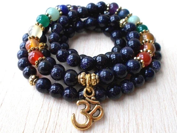 ✨ Turquoise & Onyx Mala Yoga Wrap Bracelet – 108 Prayer Beads Meditation Necklace for Spiritual Focus and Calm A17