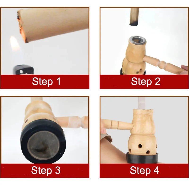 Jade Moxibustion Tool Handle Gourd Moxa Roll Burner – Natural Aspen Wood Warm Body Massage with Chinese Herbal Medicine for Meridian Penetration﻿