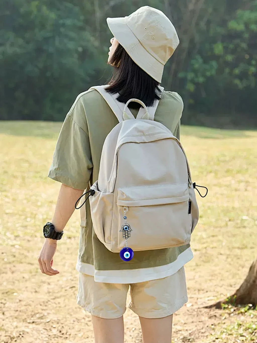 🧿 Devil's Eye Glass Eye Pendant – Turkish Jewelry with Blue Eye Alloy Palm Charm | Protective Talisman & Stylish Accessory | Free Shipping