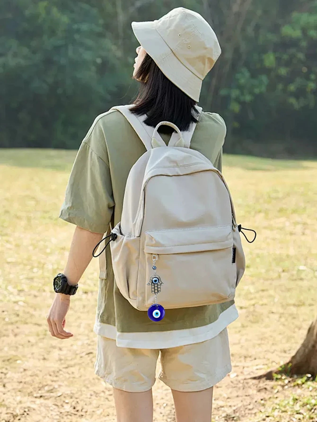 🧿 Devil's Eye Glass Eye Pendant – Turkish Jewelry with Blue Eye Alloy Palm Charm | Protective Talisman & Stylish Accessory | Free Shipping