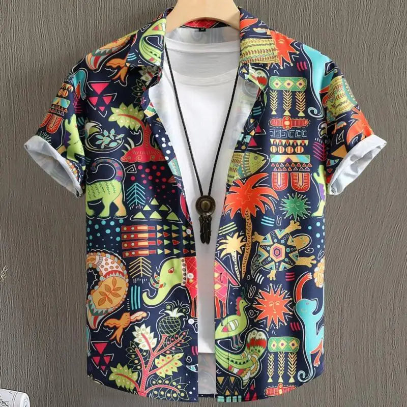 🏝️ The Harajuku-Hibiscus Y2K Masterpiece: Premium Men's Luxury Hawaiian Shirt – Retro Floral Graphic Print, Breathable Short-Sleeve Casual Top, and Signature Harajuku Oversized Silhouette CS2024AT3140
