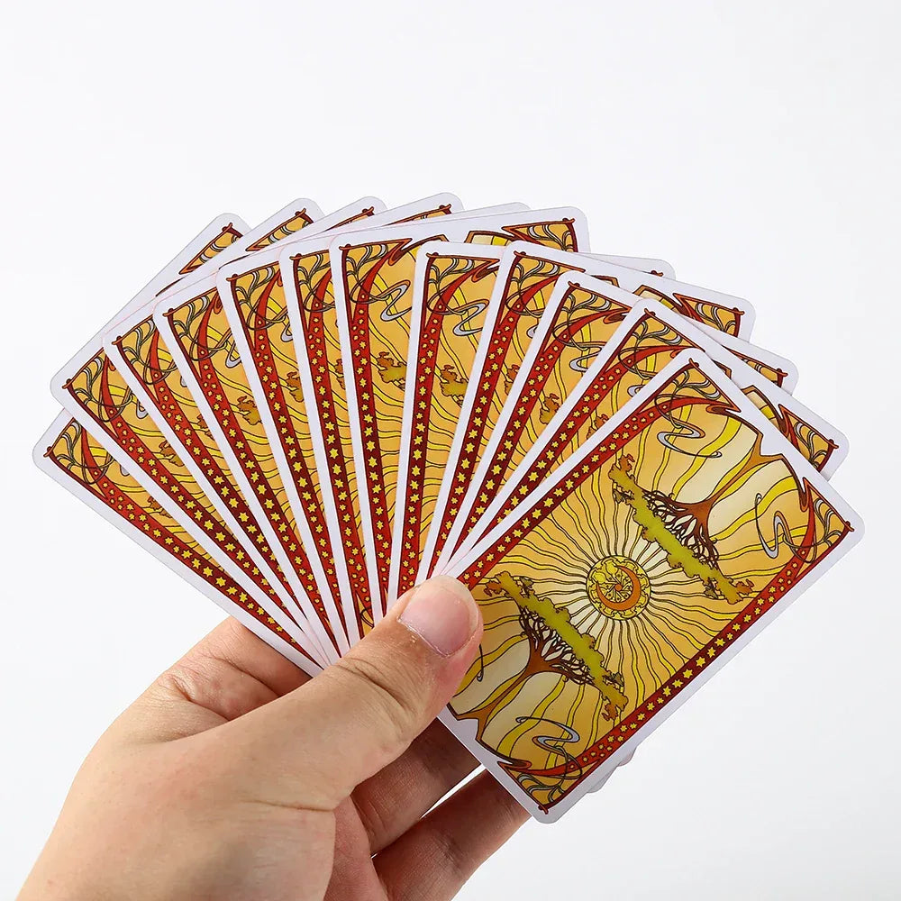 New Hot Tarot Cards – 78-Card Vintage Deck with Green-Plated Edges in Metal Tin Box (10×6 cm) & Paper Manual for Divination Board Games