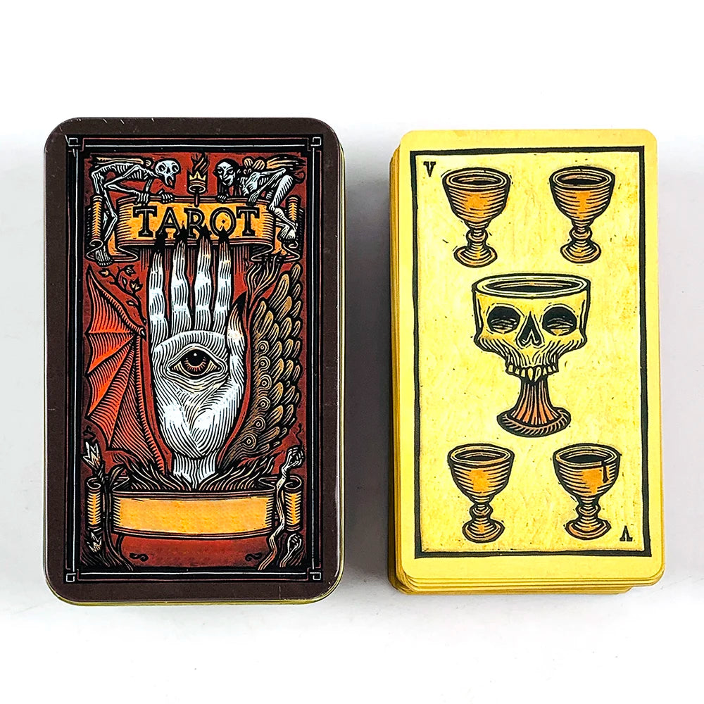💗 High-Quality Tin Metal Box Tarot Deck – 78 Cards with Gilded Edges & Guidebook