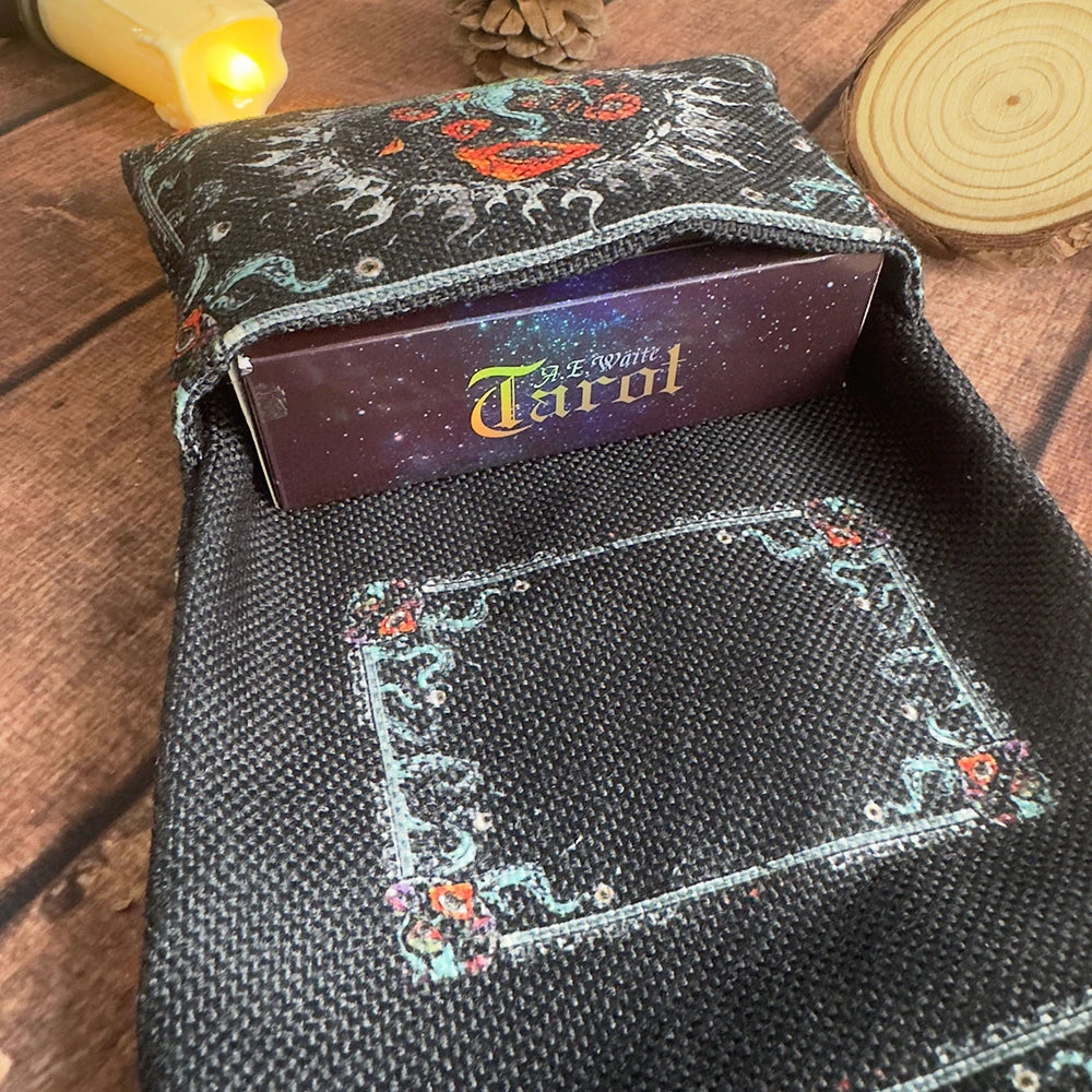 🌿 Floral Tree of Life Tarot Storage Bag with Moon Starry Sky Wrap Pouch – Multi-functional Tarot Deck Protector and Divination Table Cloth