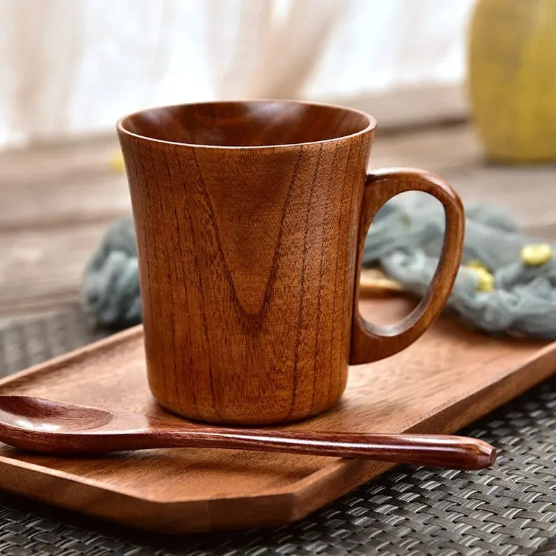 🍵 Japanese Jujube Wood Tea Cup – Elegant High-Heat Resistant Creative Wooden Cup for Tea, Coffee & Beer | Free Shipping