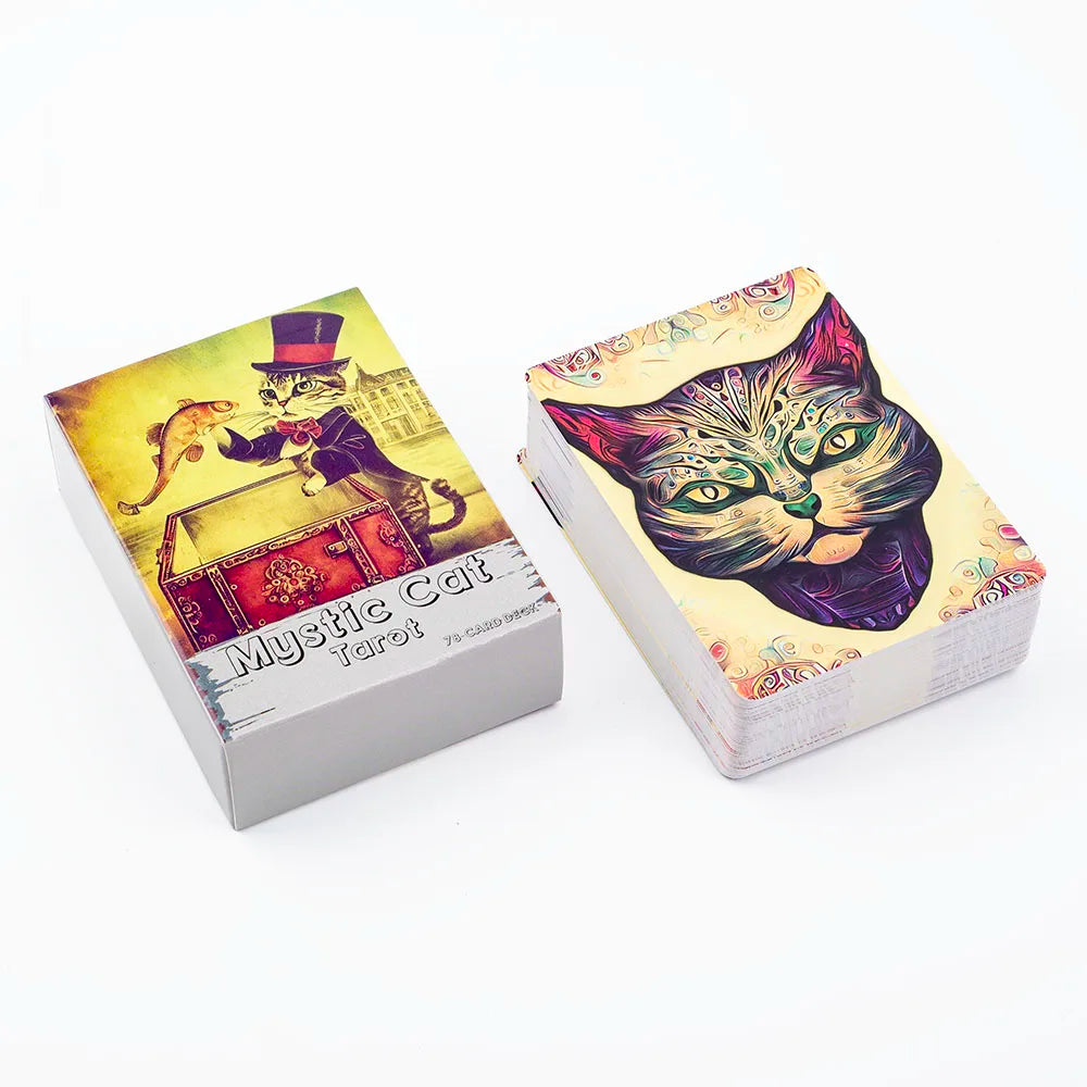 Mystic Cat Tarot 78-Card Deck | English Visions Divination Edition for Party Gatherings and Family Nights