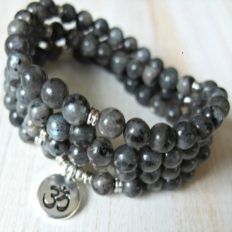 ✨ Turquoise & Onyx Mala Yoga Wrap Bracelet – 108 Prayer Beads Meditation Necklace for Spiritual Focus and Calm