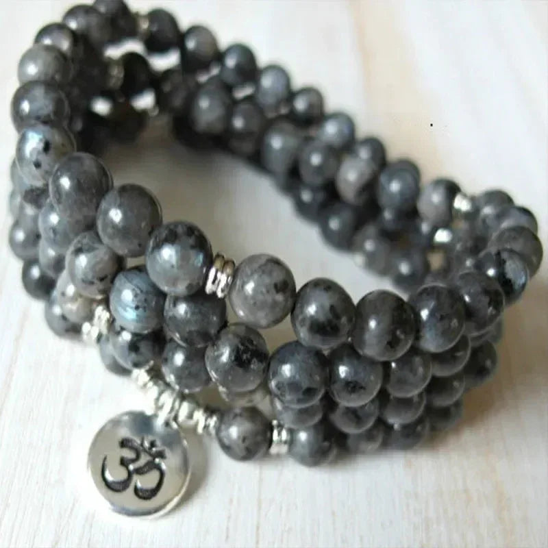 ✨ Turquoise & Onyx Mala Yoga Wrap Bracelet – 108 Prayer Beads Meditation Necklace for Spiritual Focus and Calm A9