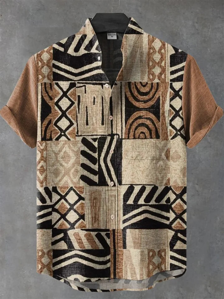 🌍 The Ancestral Ethno-Street Masterpiece: Premium Men's Vintage African Tribal Shirt – High-Definition Ethnic Graphic Print, Ultra-Breathable Lightweight Fabric, and Sophisticated Retro Holiday Silhouette