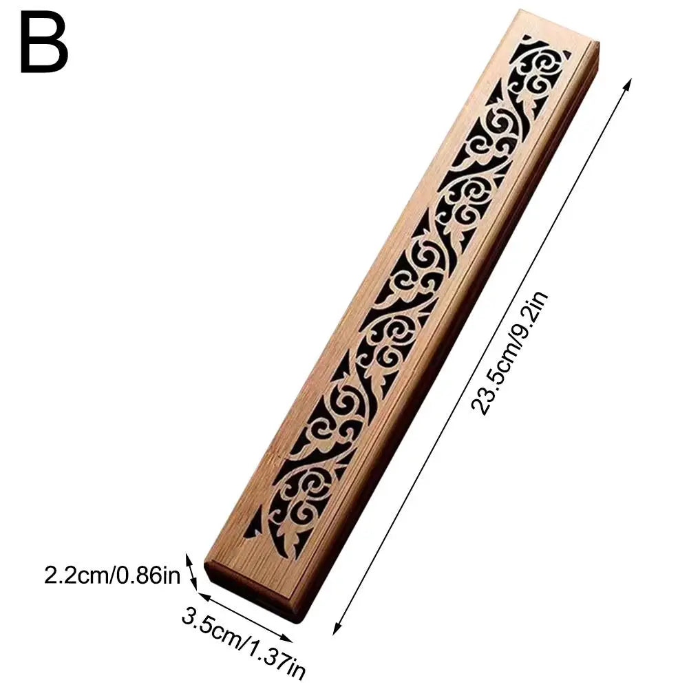 🌿 Natural Bamboo Incense Burner with Laying Plate – Aromatherapy Wooden Box for Incense Storage & Burning | Free Shipping B